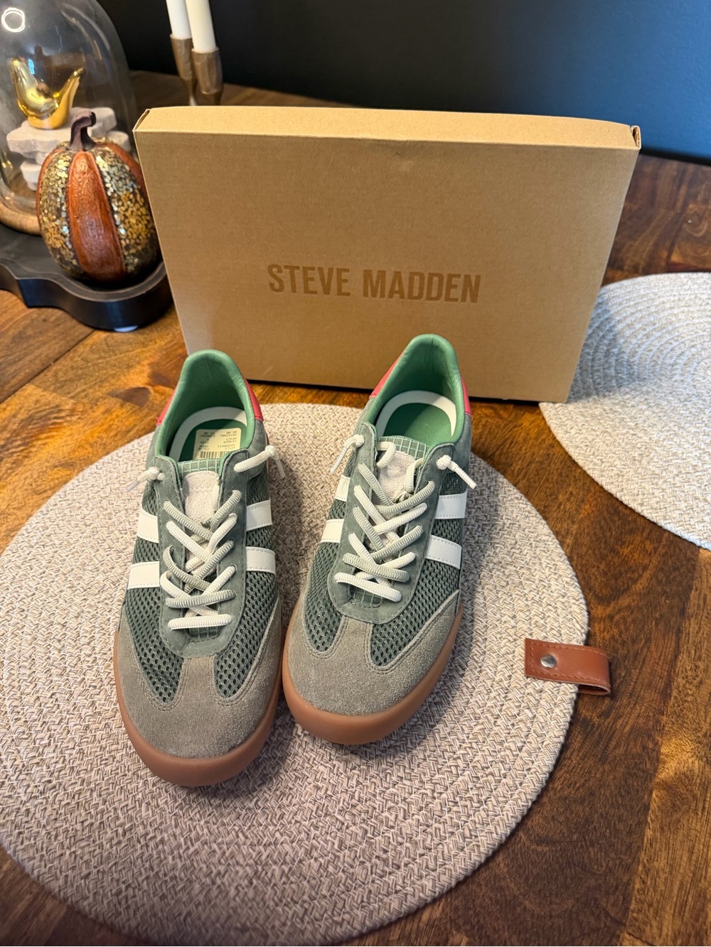 Steve Madden Women’s Green Retro Trainer Sneakers